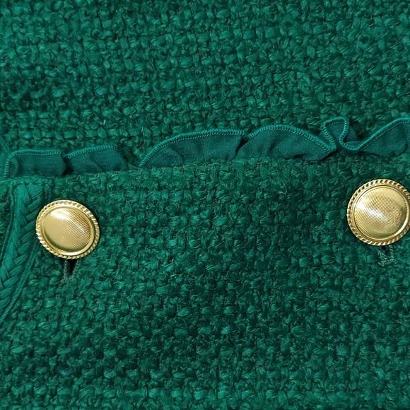 Joan Rivers Parisian Emerald Green Chic Woven Ruffle Jacket Size 12 #860 - Picture 3 of 9